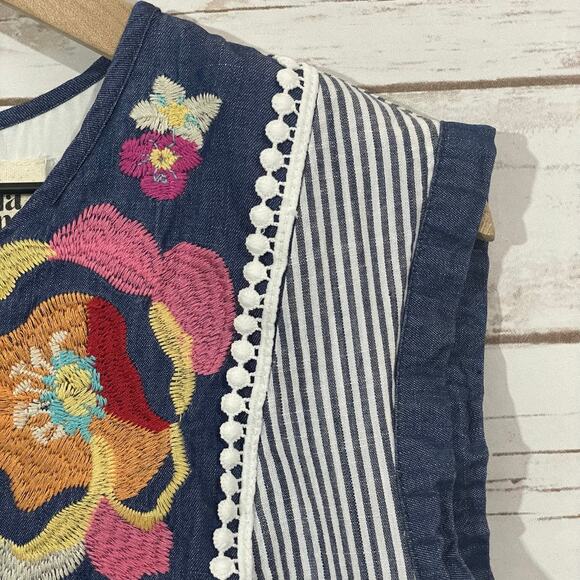 Savanna Jane Embroidered Tunic Mini Dress - Blue Multi - Medium - Picture 9 of 13